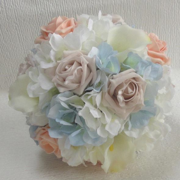 Peach, Baby Blue & Blush Bridesmaid Bouquet